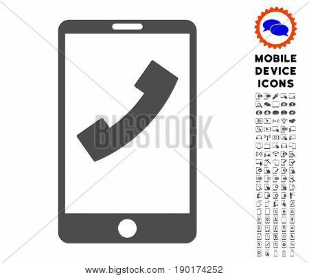 Cell Phone icon with smartphone pictogram pack. Vector illustration style is a flat iconic symbol, gray colors. Designed for web and software interfaces.
