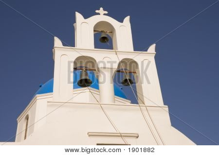 Churchbells In Santorini At Dawn