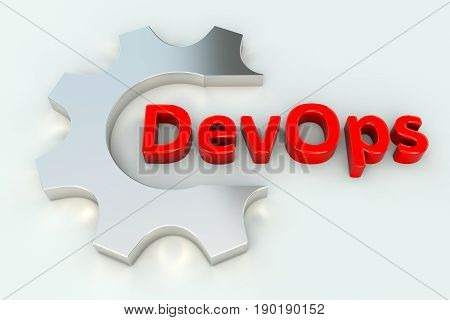 DevOps gear wheal white background 3d illustration