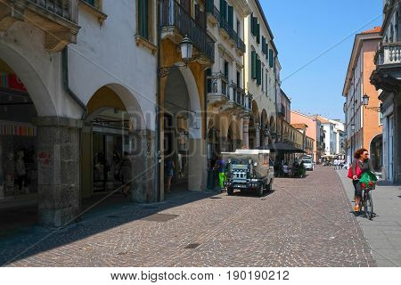 PADOVA, ITALY - May, 24, 2017: street in a center of Padova, Italy