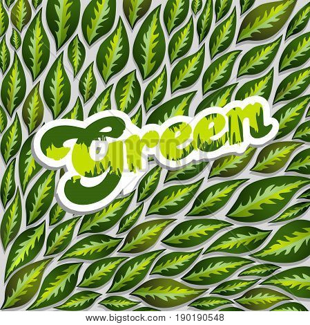 Beautiful vector illustration. Lots of bright green leaves