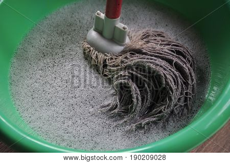 The mop cleaning in trypical house, Thailand