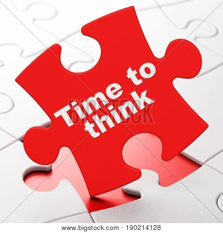 Time concept: Time To Think on Red puzzle pieces background, 3D rendering