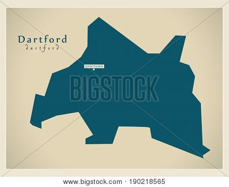 Modern Map - Dartford District Uk Illustration