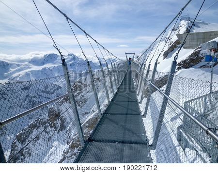 Cliff Walk Of Mount Titlis On The Swiss Alps