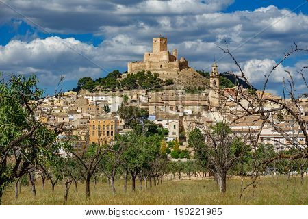 Biar town under the hill with castle in Alicante, Spain