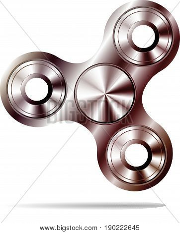 Fidget spinner icon - toy for stress relief and improvement of attention span. Filled copper metallic