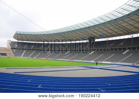 BERLIN-GERMANY MAY 23: Berlin's Olympia Stadium and the Olympic Cauldron was originally built for the 1936 Summer Olympics in the southern part of the Reichssportfeld on May 23 2010, Berlin Germany