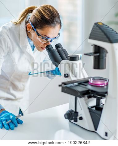 Female Scientist In Lab, Toned Image, Indoors, One Person Only