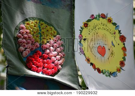 ZAGREB - MAY 2017 : Cest is d`Best famous street festival with many performers on May 2017 in Zagreb. Festival of art flags