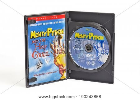 BUDAPEST, HUNGARY - JUNE 01, 2017: Monty Python And The Holy Grail double DVD edition, one of the most classic British comedy movies.