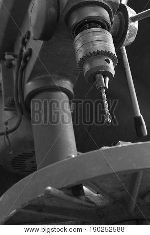 Bench press drilling machine close up picture