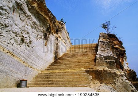Stone Stairs  in Breksi Cliff Park in Yogyakarta, Indonesia