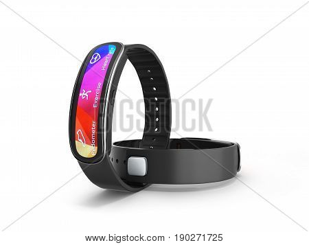 Fitness Bracelet Smart Watch Isolated On White Background 3D