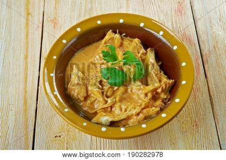 Congo Poulet Nyembwe. African cuisine. close up
