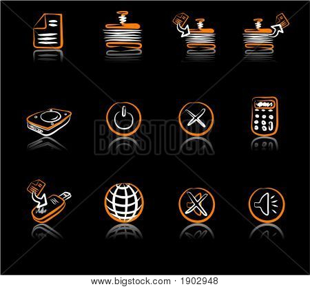 Computer & Data 2 White & Orange Black.Eps
