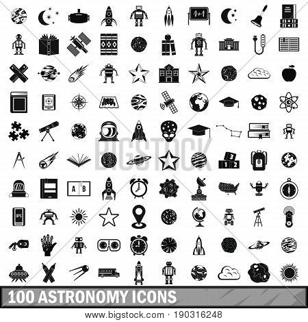 100 astronomy icons set in simple style for any design vector illustration