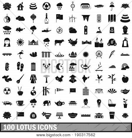 100 lotus icons set in simple style for any design vector illustration