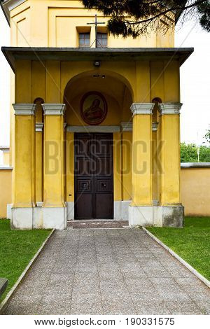 Italy  Lombardy     The Vanzaghello   Old   Church  Closed Brick   Wall