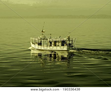 Nueva Esparta, Venezuela January 8, 2005. Fishing boat, sailing in waters of the Caribbean Sea.