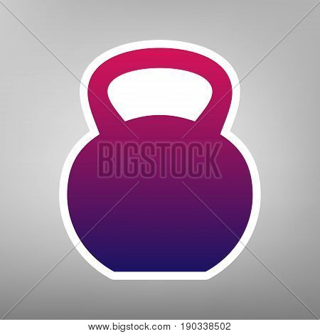 Fitness Dumbbell sign. Vector. Purple gradient icon on white paper at gray background.