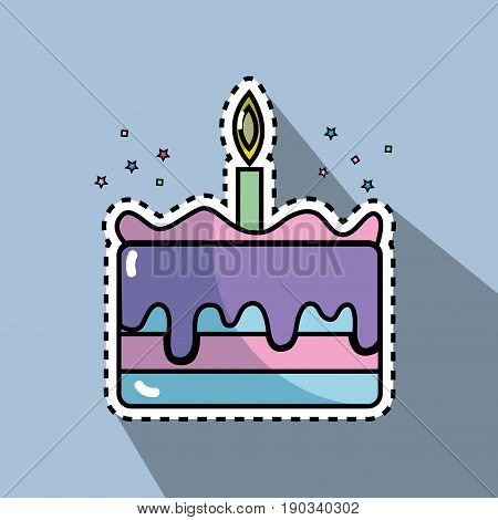 tasty cake desset with candle to eat vector illustration