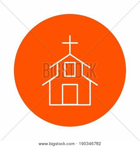 Religious construction with a Christian cross on the roof vector round monochrome icon flat style.