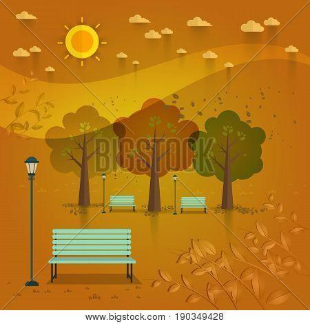 summer day park. natural landscape in the flat style.a beautiful park.Environmentally friendly natural landscape. Vector illustration