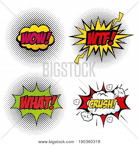 Set of comic like pop artsigns over white background vector illustration