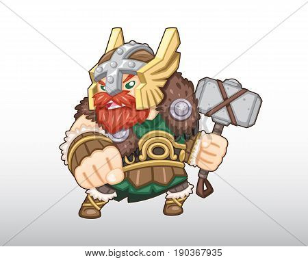 Vector Viking Warrior with his Hammer Illustration