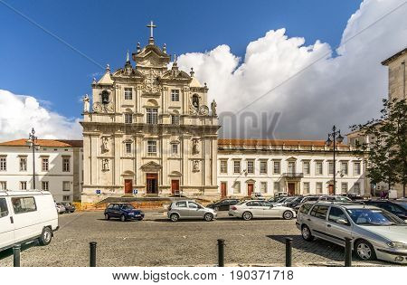 COIMBRA,PORTUGAL - MAY 12,2017 - View at the New Cathedral in Coimbra . Coimbra is the fourth largest urban centre in Portugal.