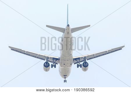 Unspecify Air Plane of on the sky landing to the Suvanabhumi airport.