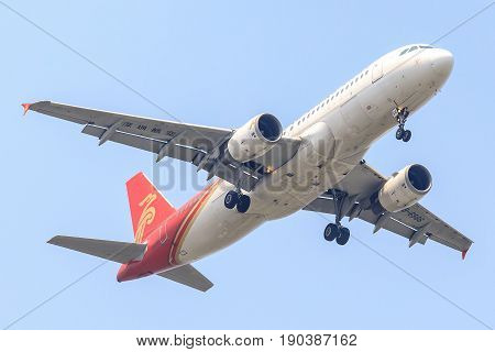 Bangkok, Thailand. - April 22, 2017 : Plane of Shenzhen Airlines on the sky landing to Suvanabhumi airport.