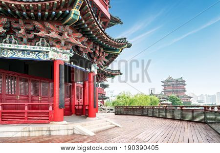 Tengwang Pavilion Nanchang traditional ancient Chinese architecture made of wood.