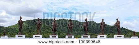 Ratchapak Park, Hua Hin, Thailand. - OCTOBER 11, 2015 : Great Giant 7 King Statues Hua Hin Thailand.