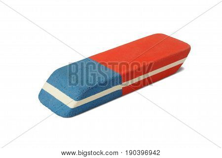 Rubber eraser for pencil and ink pen isolated on white background