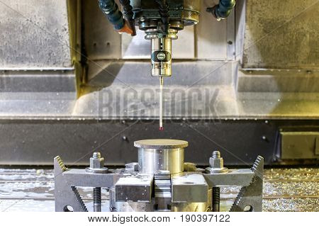 Industrial metal chuck die/mold sensoring. Metalworking and mechanical engineering. Lathe milling and drilling technology. CNC industry. Indoors horizontal image.