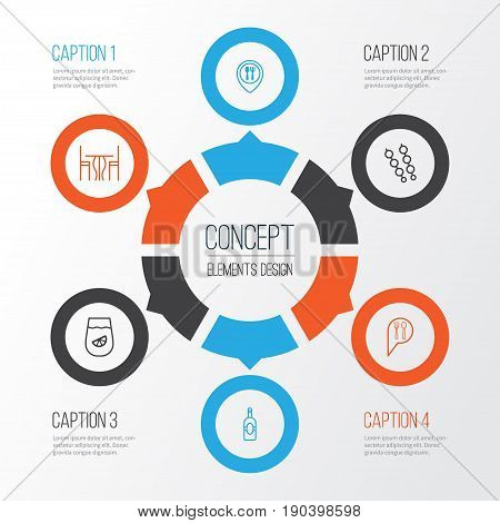 Restaurant Icons Set. Collection Of Check In, Hooch, Lemonade And Other Elements. Also Includes Symbols Such As Food, Bar, Eating.