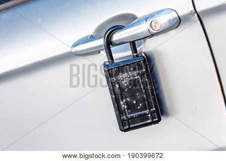 car door with padlock icon for theft protection security protection