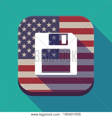 Long Shadow Usa App Button With A Floppy Disk