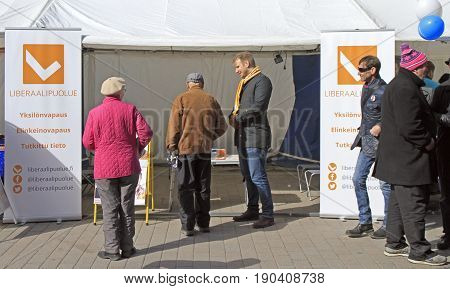 People At The Agitation Tent In Jyvyskala, Finland