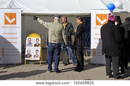 People At The Agitation Tent In Jyvyskala, Finland