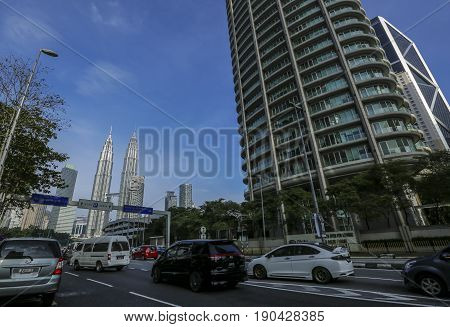 KUALA LUMPUR MALAYSIA - OCTOBER 29 2015 : Kuala Lumpur city center skyline.