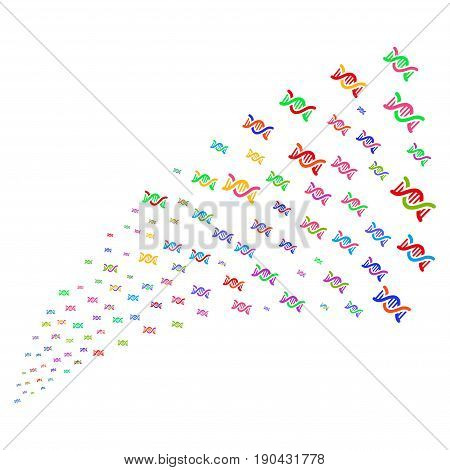 Source of dna spiral symbols. Vector illustration style is flat bright multicolored iconic dna spiral symbols on a white background. Object fountain combined from design elements.