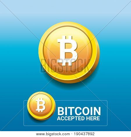 vector Bitcoin symbol. bitcoin accepted here icon or banner