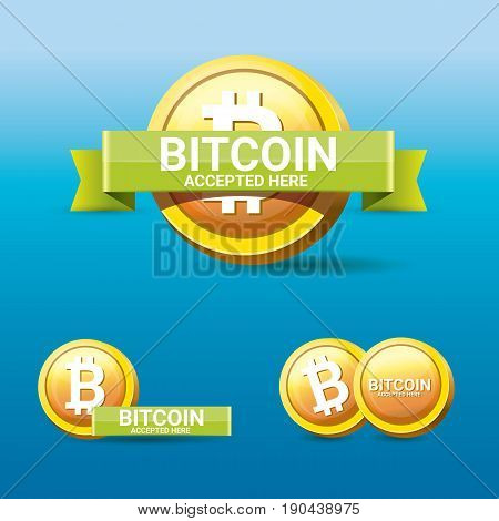 vector Bitcoin symbol. bitcoin accepted here icon or banner