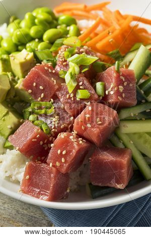 Raw Organic Ahi Tuna Poke Bowl