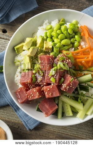 Raw Organic Ahi Tuna Poke Bowl