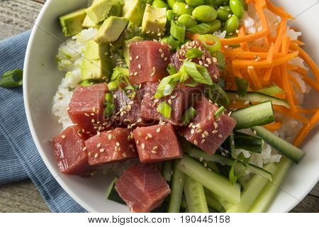 Raw Organic Ahi Tuna Poke Bowl