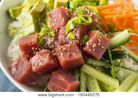 Raw Organic Ahi Tuna Poke Bowl